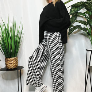 Checker Print Woven Pants