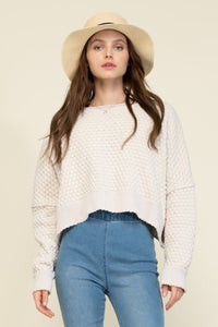 Ivory crop textured sweater top