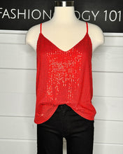 Load image into Gallery viewer, red sequin holiday top