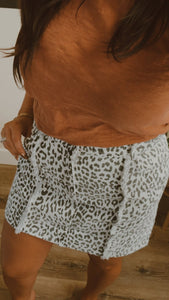 Leopard corduroy mini skirt