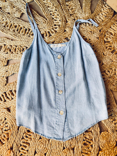 Denim button down summer top