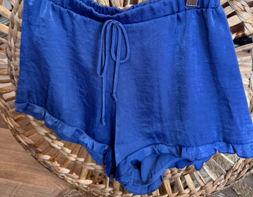 Dolly ocean satin ruffle shorts