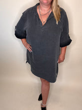 Load image into Gallery viewer, Plus Size Henley Shirt Dress