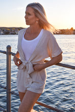 Load image into Gallery viewer, Paradise Linen Blend Shorts and Tie Wrap Top - Sand