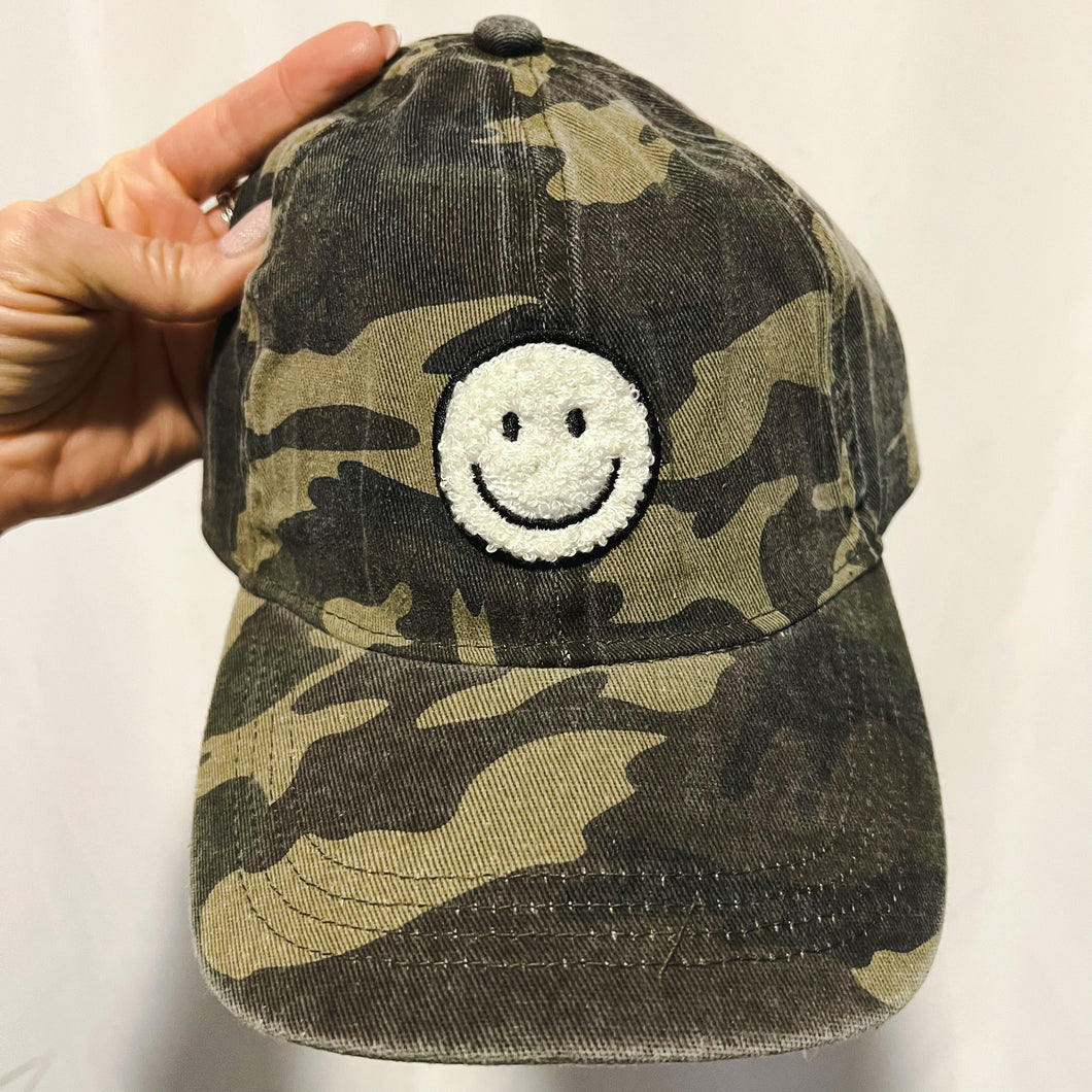 Smiley camo dad cap
